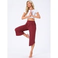 thumbnail image 2 of DARING DIVA Women's Yoga Cropped Casual Pants with Pockets M Wine Red, 2 of 7
