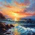 thumbnail image 1 of Sea Sunset Elation - DIY Diamond Painting, 1 of 6