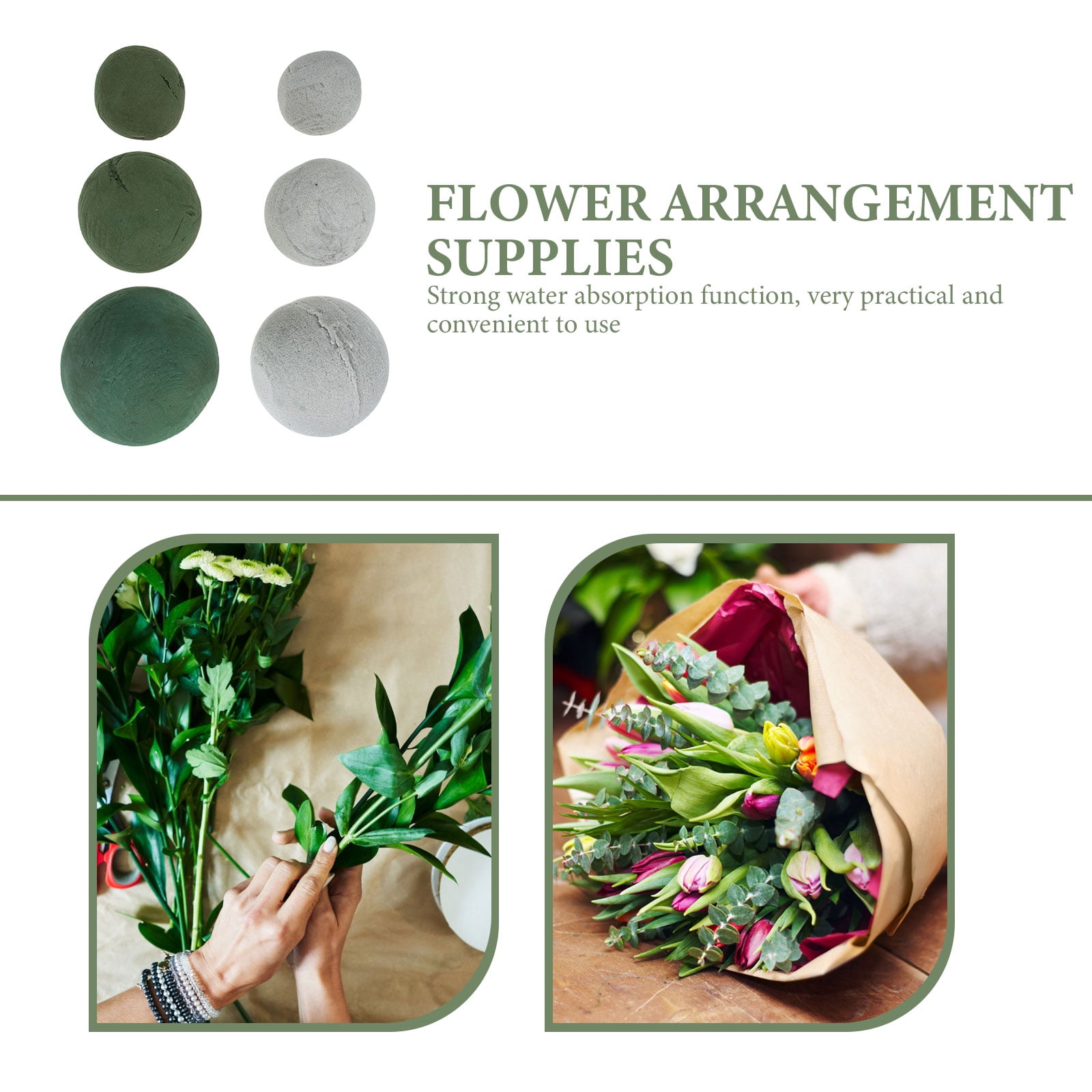 FONDOTIN 6Pcs Spherical Flower Foams Green Floral Accessory for Home Decoration and Flower Art