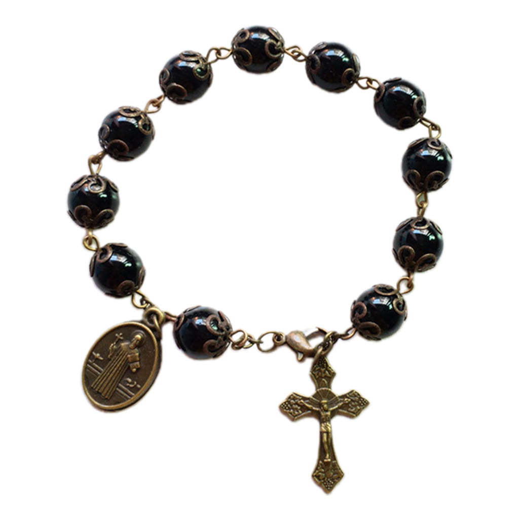 Buy Jewelgenics Cross Design Catholic Christian Prayer Printed Bracelet for  Men and Women (Black) at Amazon.in