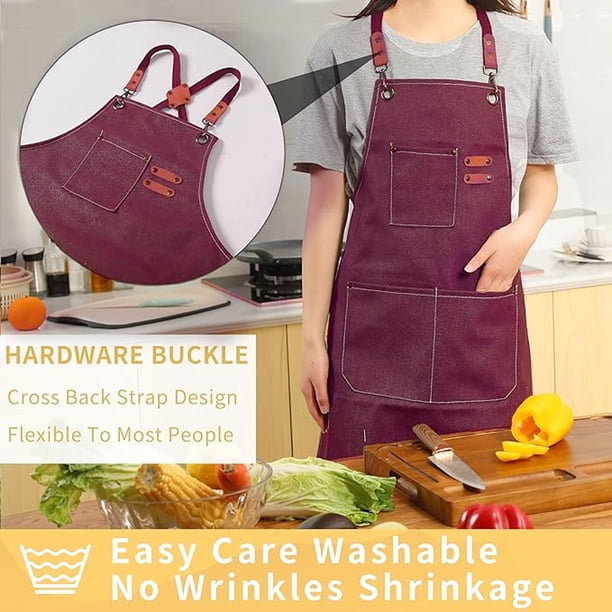 Delantales De Cocina, Correa De Cuello Ajustable Y 2 Bolsillos