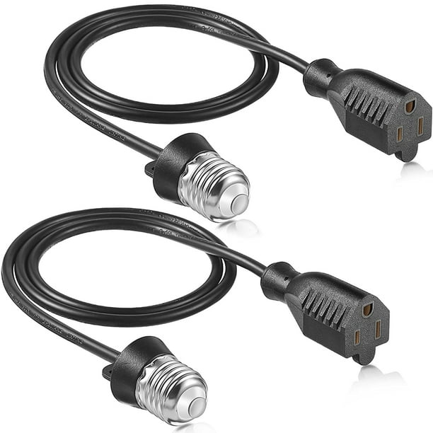 2 Pack Light Bulb Outlet Socket Adapter, E26/E27 Light Socket To Plug