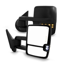 AKKON - Fits 2007-2013 Chevy Silverado GMC Sierra 1500 2500HD 3500HD Power Fold w/LED Turn Signal Heated Black Smoke Mirrors Powered Glass Telescoping Blind Spot