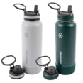 thumbnail image 1 of ThermoFlask Bouteille en Acier Inoxydable 1.2L (40oz) Bec & Paille Combo Lot de 2 Gris Glace & Pin, 1 of 7