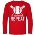 thumbnail image 3 of Inktastic Grunge Eat Sleep Baseball Repeat Long Sleeve Youth T-Shirt, 3 of 5