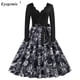 thumbnail image 3 of Disfraces de Halloween con estampado de calaveras para mujer, manga larga, años 50 y 60, vestido de fiesta de noche para ama de casa, disfraces de cosplay elegantes y aterradores, 3 of 5