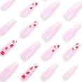thumbnail image 4 of Valentine's Day Press on Nails Long Coffin Fake Nails Glossy Glue on Nails Ballerina Acrylic Nails Pink White Ombre Artificial Nails Kiss Lip Print Stick on False Nails with Design 24 pcs, 4 of 4