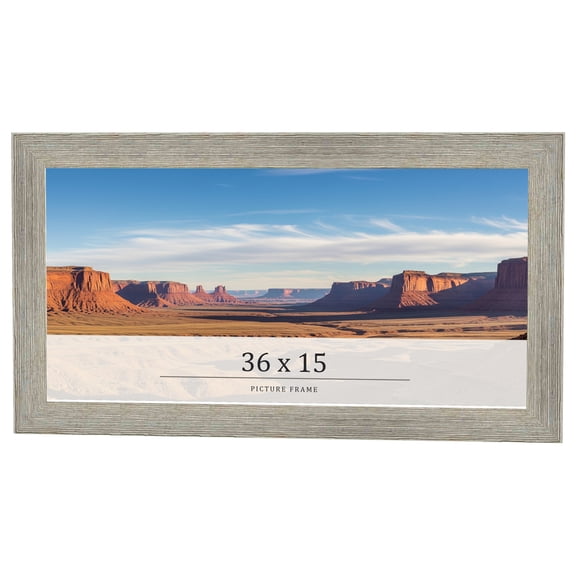 36x15 Frame Grey Real Wood Picture Frame Width 1.5 Inches | Interior Frame Depth 0.5 Inches | Barn
