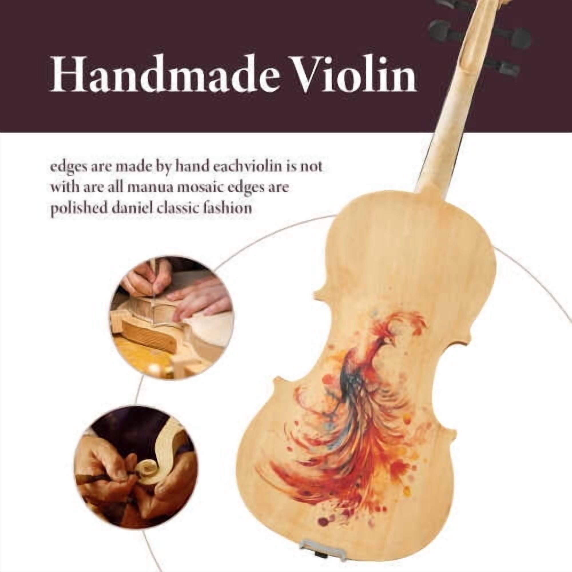 4/4 Full-Size Violin - Professional Sound Durable Tonewood Complete Accessories Unique Gift for Musicians Wood + Wood_1