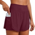 thumbnail image 4 of Y-Sunset Biker Shorts Women Quick Dry 2 in 1 Running High-Split Athletic High Waist Short Pant with Pocket Tennis Golf Skirt(RD4/XS), 4 of 7
