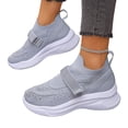 thumbnail image 3 of HTHLVMD Velcro Strap Athletic Shoes, Women's Comfortable Sporty Shoes, Breathable Mesh Sneakers, Shoes Tennis Running Walking Shoes Lightweight Breathable Athletic Sneakers, Light Gray 7, 3 of 5