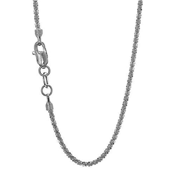 JewelStop 14k Solid White Gold 1.5 mm Sparkle Chain Necklace, Lobster Claw Clasp - 20 Inches, 2.9gr.