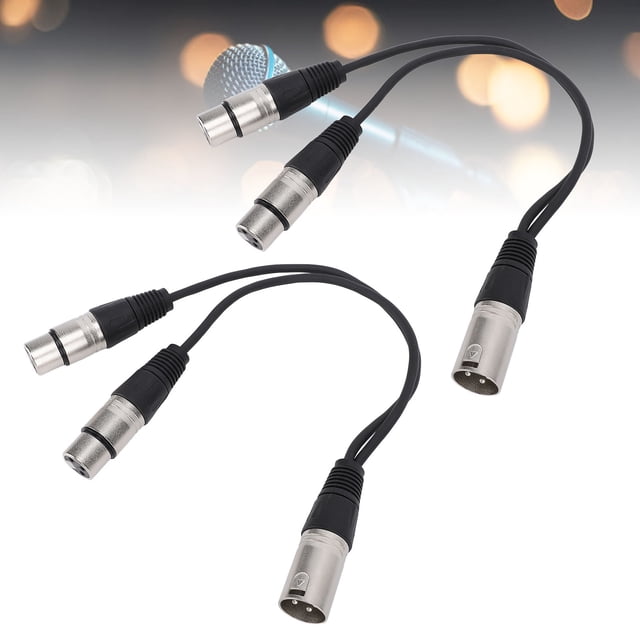 XLR Splitter Cable, 3 Pin XLR Male to Dual XLR Female XLR Patch Y Cable Balanced Microphone Cord, Double Shielding, XLR Y Splitter Cable for Mixing Console, Camera, Amplifier, 1ft
