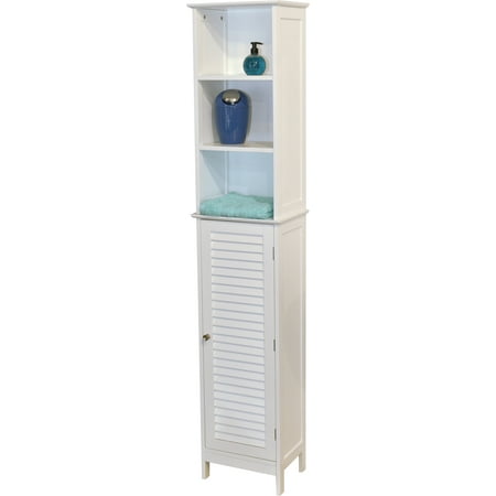 Free Standing Bath Linen Tower Cabinet Louvre Florence White Free Standing Bath Linen Tower Cabinet Louvre Florence White