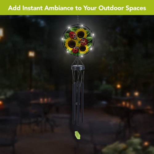 Briarwood Lane Ladybugs and Sunflowers Illuminated Wind Chime