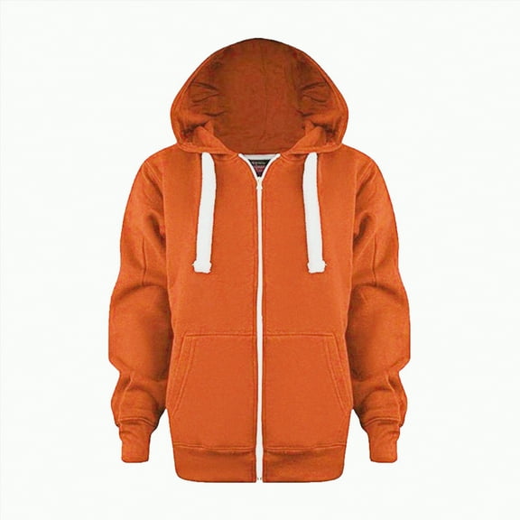 UAYOTSE Sweatshirt Color Solid Zip Jackets Long Hoodie Top Sleeve Up Girls Kids Boys Coat&jacket(Style3-Orange,4-5 Years)