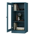 thumbnail image 2 of Palace Imports 100% Solid Wood 3-shelf Bookcase with Adjustable Shelves and Clear Glass Door, Teal Blue, 2 of 6