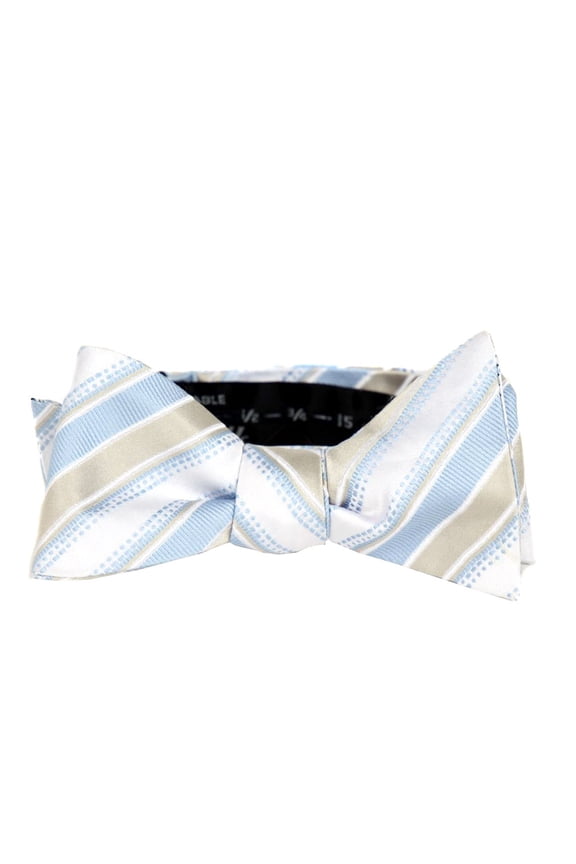 - FBTZ-507 - Mens Aficionado Self Tie Bow Tie - White Blue