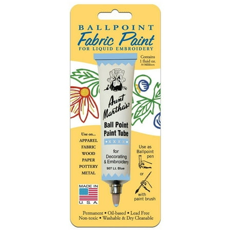 

Light Blue Aunt Martha s Ballpoint Embroidery Fabric Paint Tube Pens 1 oz