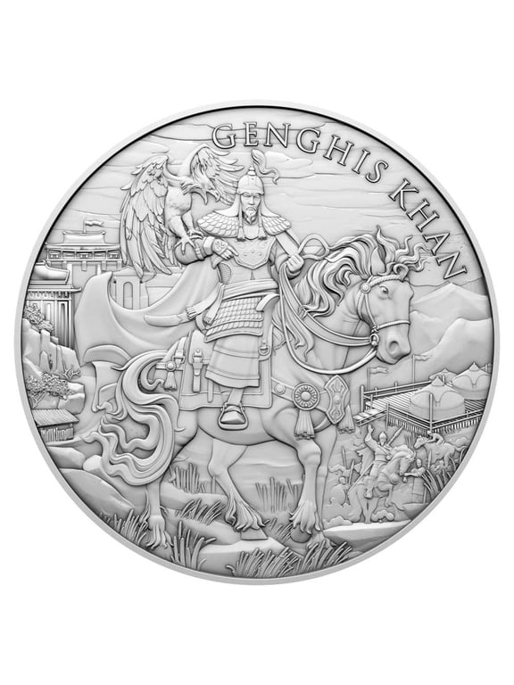 Collectible 1 Troy oz Genghis Khan Design .999 Fine Silver Round