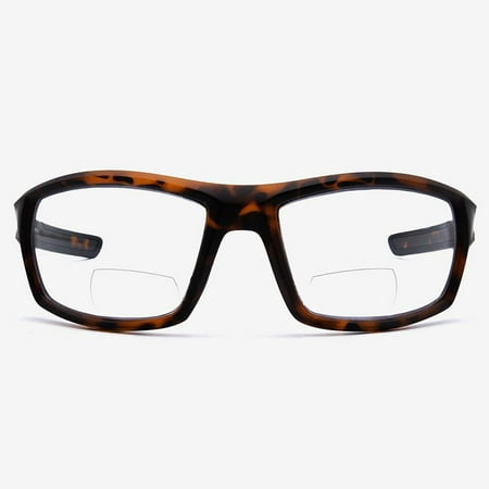 

Bifocal Safety Glasses with Readers Wrap Around Sport Magnifying Safety Reading Protective Goggles for Men and Women Lecce in Tortoise 1.75