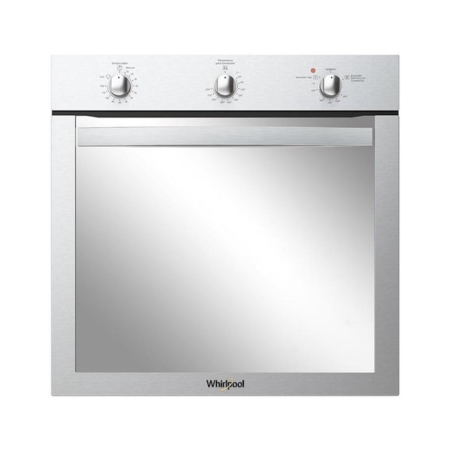 Horno de gas de 60 cm (24 pulgadas) Whirlpool WOA120S para empotrar en acero inoxidable y puerta triple cristal acabado espejo