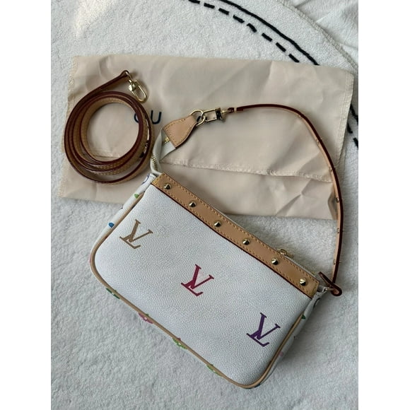 Vintage second-hand bag Murakami Takashi series black and white tri-color mahjong bag old flower print retro underarm bag