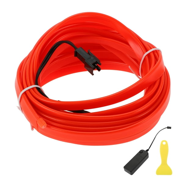 Cuerda de luz LED EL de 5m Unique Bargains, tira de luz de neón flexible para iluminación interior de coches, caja de batería (3V) roja