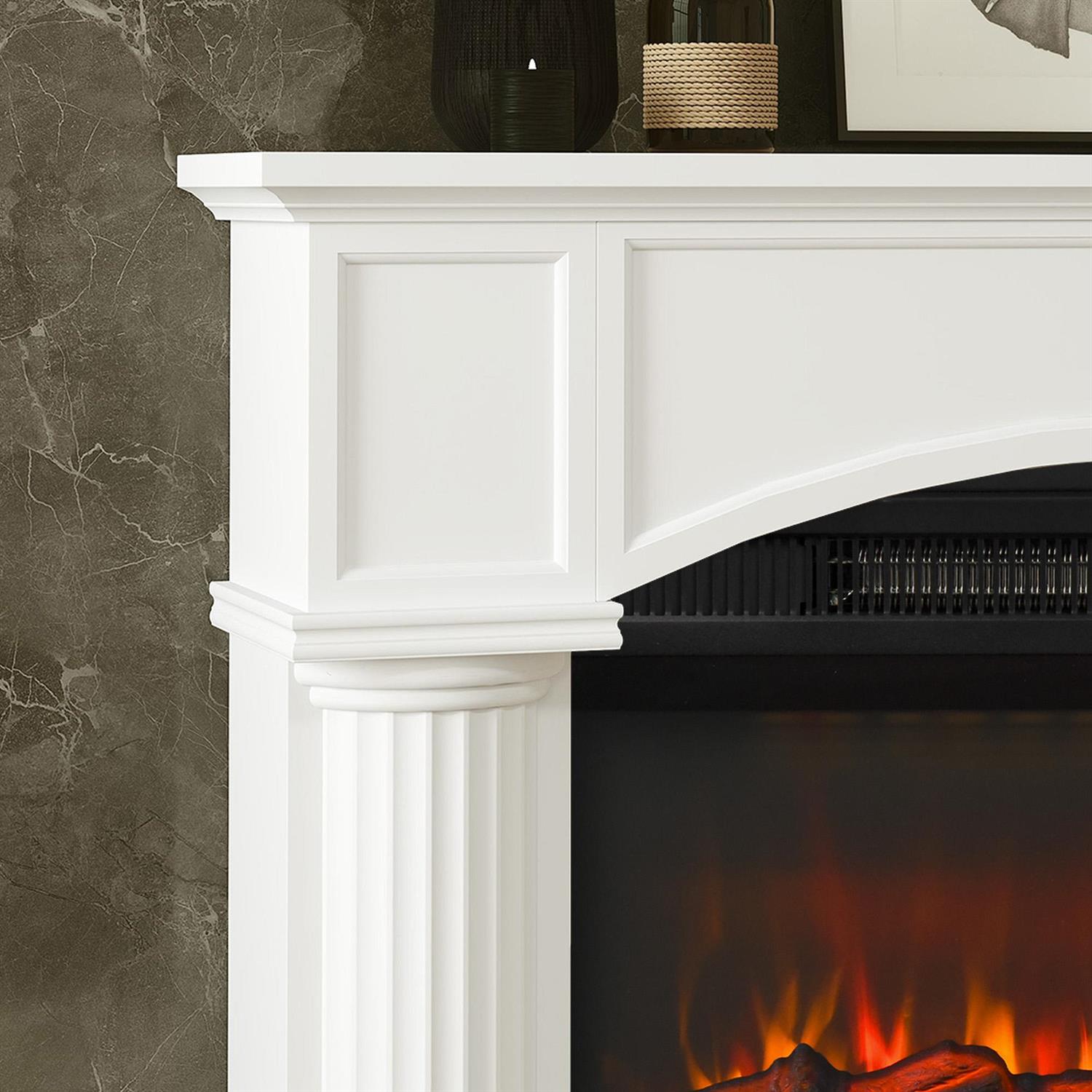 Demi Bonn 39" Electric Fireplace Surround, Modern Design for Home Decor, Electric Fireplace Mantel with High-Quality Material and Warm Ambiance, White