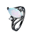 thumbnail image 2 of KDSJSXW Wedding Ring Zircon Vintage Oval Jewelry Ring Engagement Ring Jewelry Anillos Para Mujer Silver Rings for Women Wedding Ring(White,5), 2 of 3