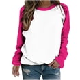 thumbnail image 1 of AherBiu Chandails à Col Rond pour Femmes, Hauts à Manches Longues, Hauts à Blocs de Couleur pour Sorties, T-Shirts d'Entraînement, 1 of 7