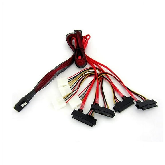 Mini SAS SFF-8087 x 4 Fan Out to 4 SAS 29 Pin Female with SATA Power