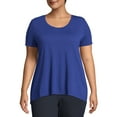 thumbnail image 2 of Just My Size Women's Plus Mixed Fabric Hi-Lo Top, 2 of 2