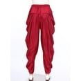 thumbnail image 4 of Hansber Men India Satin Dhoti Pants Ruffle Elastic Waistband Draped Baggy Pant For Hippie Yoga Burgundy XL, 4 of 8