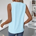 thumbnail image 4 of DeHolifer Womens Tank Tops Sleeveless Crewmeck Shirts Summer Loose Camisole Top Pleated Front Shirt Vacation Blouse Light Blue L, 4 of 8
