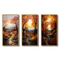 thumbnail image 2 of Designart "Autumnal Orchard in the Countryside" Landscape & Nature Framed Wall Art Set Of 3 - Orange Countryside Frame Canvas Set For Living Room Decor, 2 of 6