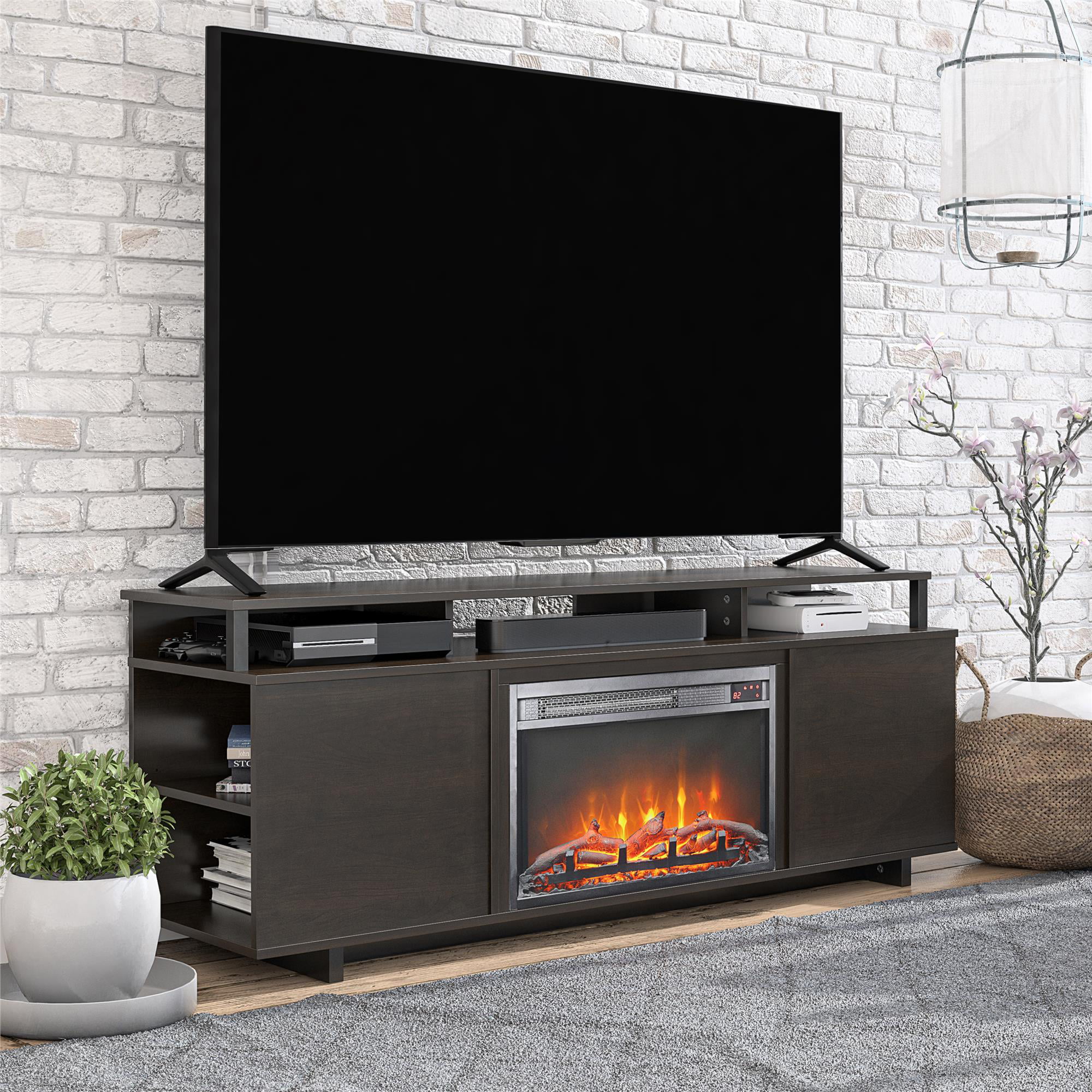 Black Oak Mainstays Fireplace TV Stand for TVs up to 65" 
