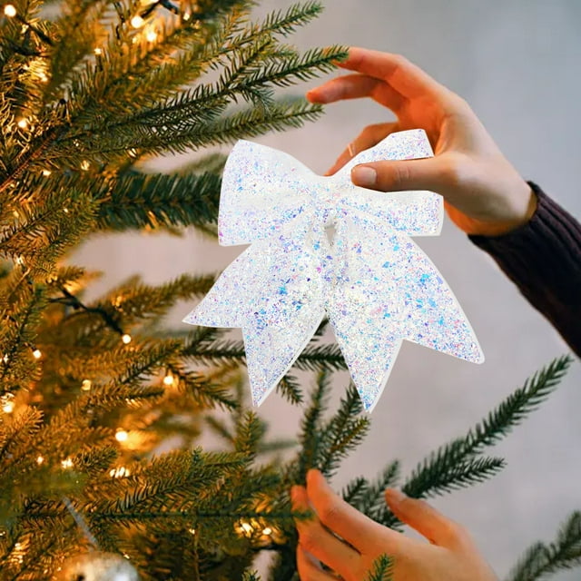 Fiudx Lazo Navideño, Diseño Festivo de Algodón Perlado, Elegante Decoración para Árbol y Regalo, Accesorio Versátil para Fiestas, Alegría Navideña, Varios Tamaños, Material de Espuma.
