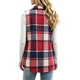 thumbnail image 7 of SuTry Women's Plaid Vest, Button Front Lapel Collar Sleeveless Jacket, Flannel Lined Casual Waistcoat with Pockets, Everyday Versatile Fall Winter Layering, 7 of 7