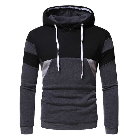 Fesfesfes Men's Casual Long Sleeve Fall Winter Patchwork Hoodies Top Blouse