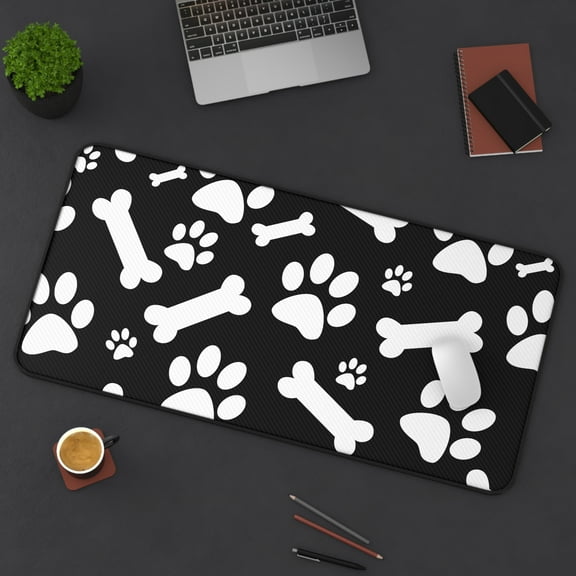 Large Dog Paw Mouse Pad XL, Black and White Gaming Mousepad Anti Slip Desk Mat for Laptop PC