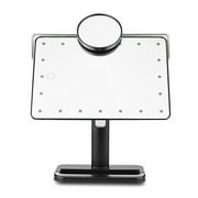 Angle View: 10X Magnifier LED Touch Screen Makeup Mirror 20 LEDs Lighted Make-up Cosmetic Mirror Portable Adjustable Vanity Tabletop Countertop
