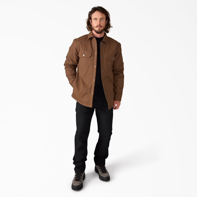 Genuine Dickies Flannel Lined Canvas Shirt Jacket - Walmart.com