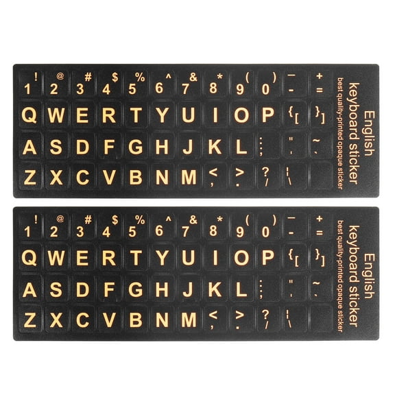 Uxcell English Keyboard Stickers Keyboard Replacement Cover Style 2, Black Background Orange Lettering 2pcs