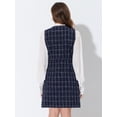 thumbnail image 4 of Vestido sin mangas a cuadros de tweed vintage con bolsillos delanteros y botones con cuello en V para mujer Azul oscuro XL, 4 of 5