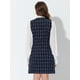 thumbnail image 4 of Vestido sin mangas a cuadros de tweed vintage con bolsillos delanteros y botones con cuello en V para mujer Azul oscuro XL, 4 of 5