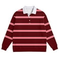 thumbnail image 5 of Cozyvia Men's Long Sleeve Striped Polo Shirts, Waffle Henley Shirts with Collar, Oversized Casual Button Up Shirt Golf Polo Shirts - Red 5XL, 5 of 5
