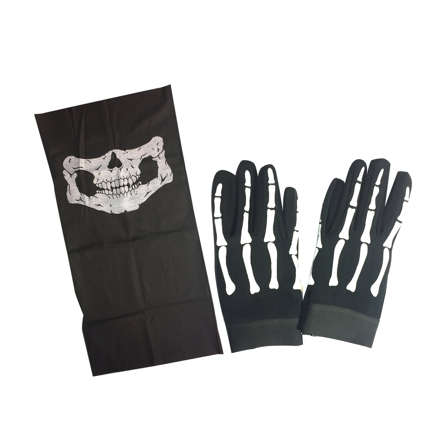 Skull Skeleton Mechanic Gloves & Half Skull Face Mask Heavy Duty Biker Mechanics Glove Plus