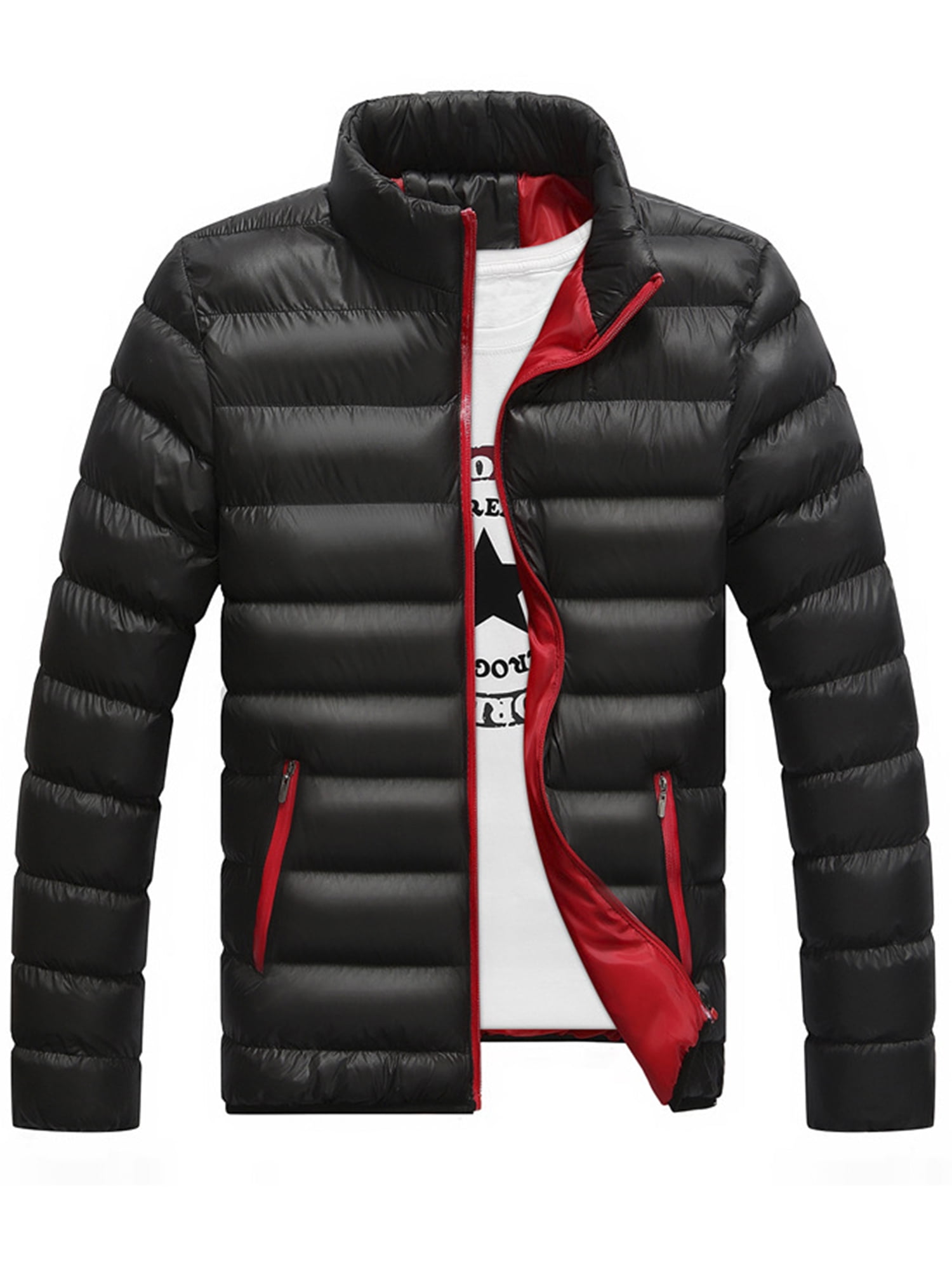 Men Winter Overcoat Warmer Hooded Coat Padded Puffer Jacket Zip ...