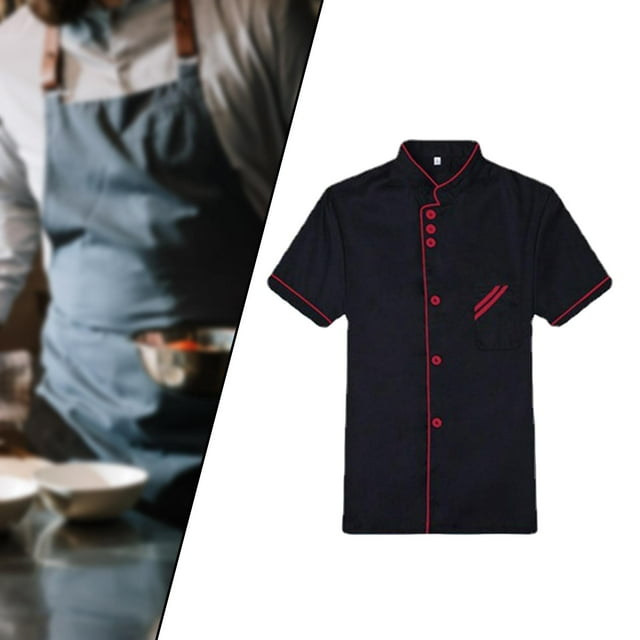 Chaqueta de chef de manga corta para chef, uniforme de chef cómodo y transpirable, para cocina, restaurante, catering , SG
